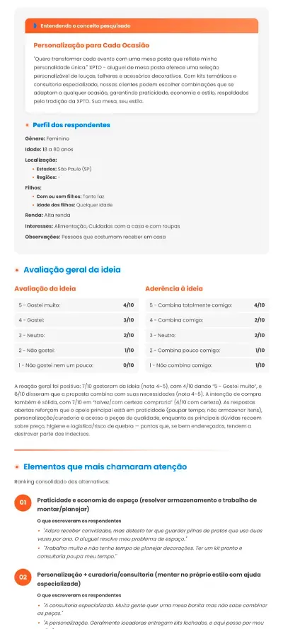 Exemplo do relatório de validação